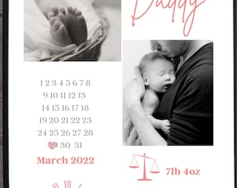 New Dad Gift From Baby, The Day You Became My Daddy Print, Personalised Dad Keepsake, Digital Download