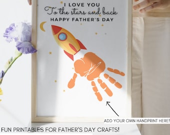 Father's Day Handprint Rocket Printable, DIY Keepsake (Digital Download)