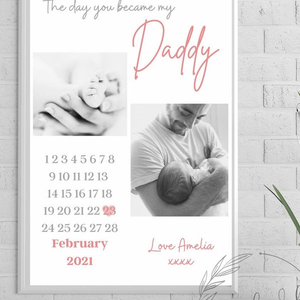 Personalised Print -The Day You Became My Mum- Custom Wall Art- Fathers Day, Birthday  - For Him For Her, Dad, Daddy, Grandad Mummy , Mum