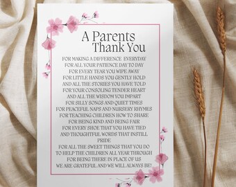 Teacher Thank You Printable Gift, End of School Poem (Digital Download)