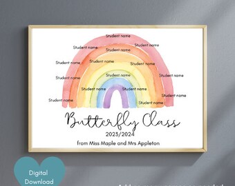 Custom Student Gift,End of Year Class Print,Thank you Teacher,Class Gift,School Leaving Present,Rainbow Pupil Names, Student Appreciation