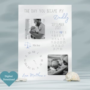 Der Tag, an dem du mein Papa wurdest - Benutzerdefinierte Wandkunst - Vatertag, Geburtstag, Geburtstag - Für Ihn digitaler Download, drucken Sie sich DIY personalisiertes neues Elternteil aus
