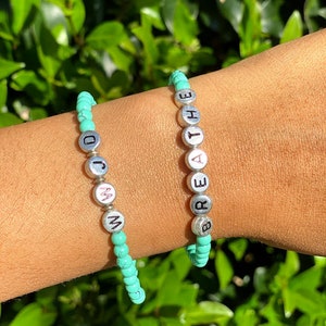 Turquoise Name Bracelet || Reminder Bracelet || Personalized Stretch Bracelet || Customizable Bracelet