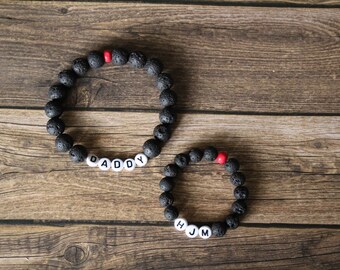 Daddy and Me Bracelet || Father and Son Bracelet || Matching Stretch Bracelet || Personalized Bracelet || Lava Beads