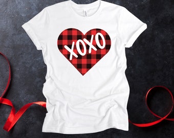 Valentine's Day | Plaid Heart | Buffalo Plaid | XOXO | Cute Shirts | Valentines Day Outfit | Buffalo Plaid Shirt | Love Shirt | Womens Shirt