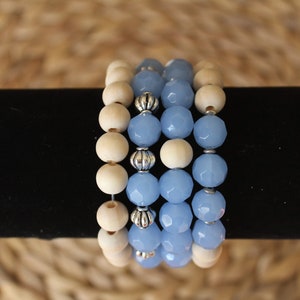 Glass Beads || Wood Beads || Stretch Bracelet || Arm Candy || Bracelet Stack