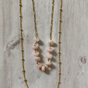 Rose Quartz Necklace || Long Necklace || Satellite Chain || Layered Necklace