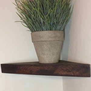 Asymmetrical Corner Shelf - Irregular Triangle Shelf - Rustic Floating - Solid Wood - Fixings Included
