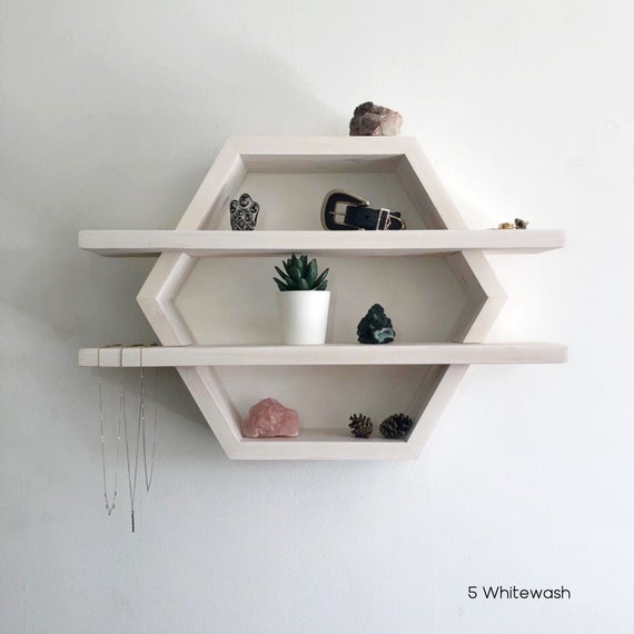 Storage & Organization Home & Living White Shelf Hexagonal Floating Shelves Cross