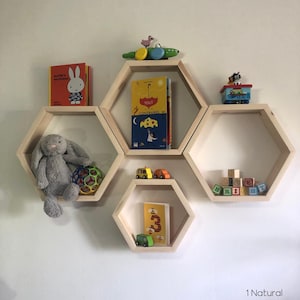 Hexagon Floating Shelf. Honeycomb wall decor. Solid Wood shelves. Perfect to display Plants, Candles, Crystals