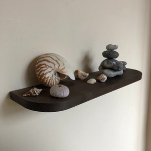 Thin Handcrafted Floating Shelf with Rounded Corners - Made from Sustainable Solid Pine Wood