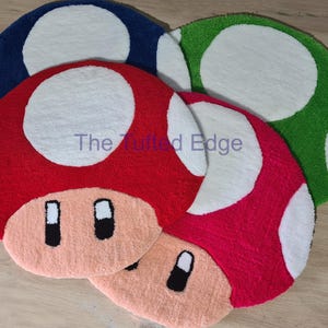 Handmade Tufted Mario Style Mushroom Floor Rug Cute Pop Art Deco Carpet Super Funny Video Game