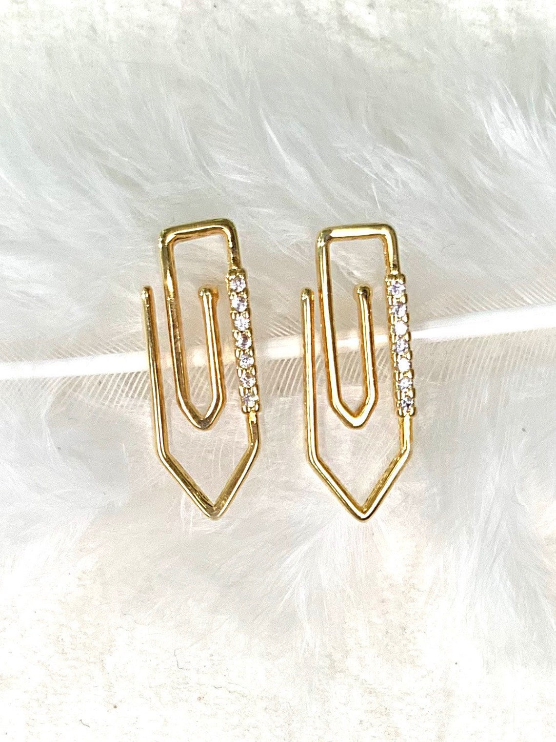 Gold paper clip earrings Clearance
