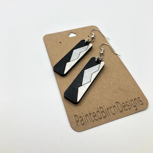 Geometric Earrings Handpainted Earrings Boho Sustainable Jewelry Wooden Earrings Christmas Gift Ideas