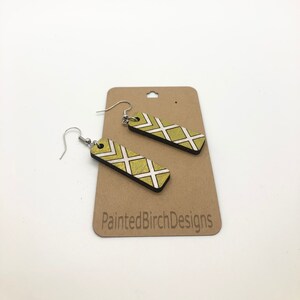Geometric Earrings Handpainted Earrings Boho Sustainable Jewelry Wooden Earrings Mothers Day Gift