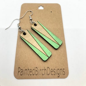Geometric Earrings Handpainted Earrings Boho Sustainable Jewelry Wooden Earrings Mothers Day Gift
