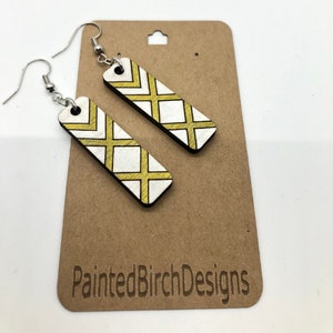 Geometric Earrings Handpainted Earrings Boho Sustainable Jewelry Wooden Earrings Mothers Day Gift