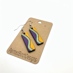 Geometric Earrings Handpainted Earrings Boho Sustainable Jewelry Wooden Earrings Mothers Day Gift