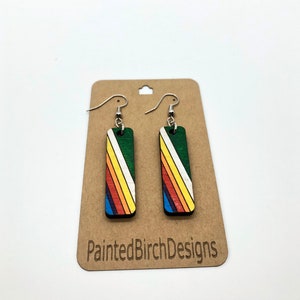 Retro Green Earrings Handpainted Jewelry Wooden Earrings