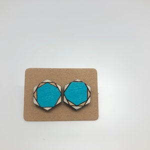 Minimalist Circle Geometric Hand Painted Wooden Stud Earrings