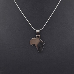 Africa Continent World Country African Outline Necklace - Stainless Steel - Silver