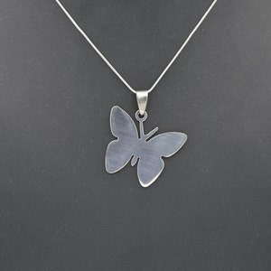 Butterfly Symbol Necklace - Stainless Steel - Silver