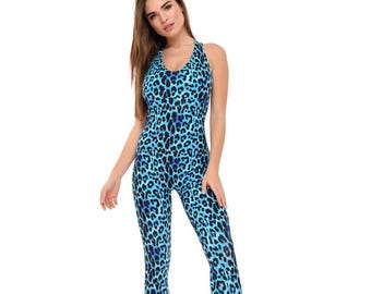 Body bleu léopard pour yoga, pilates, gymnastique aérienne, combinaison de sport pour femme, cadeaux pour femme, qualité supérieure, combinaison acrobatique