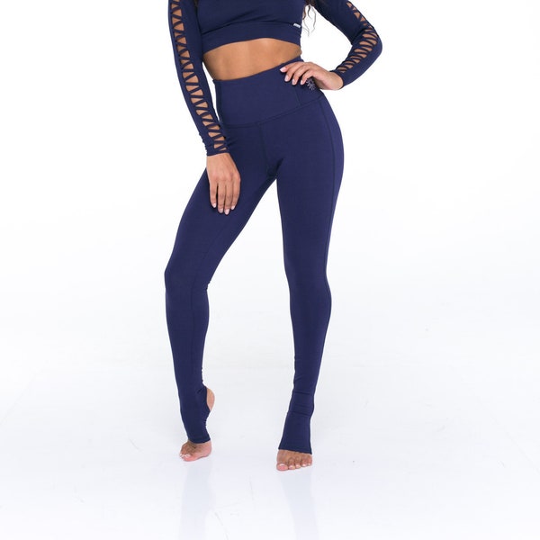Dark blue organic cotton leggings for yoga, pilates, aerial gymnastics, Sports wear for Women, gifts for women Premium quality
