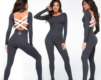 Organic cotton bodysuit for yoga, pilates, aerial gymnastics, Longsleeve Catsuit for Women, gifts for women Premium quality