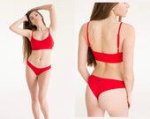 Red Bikini Set 2021, Woman beach Swimsuit, Modern pool Swimwear, Beachwear Biquini female, Gift for Women mothers day gift