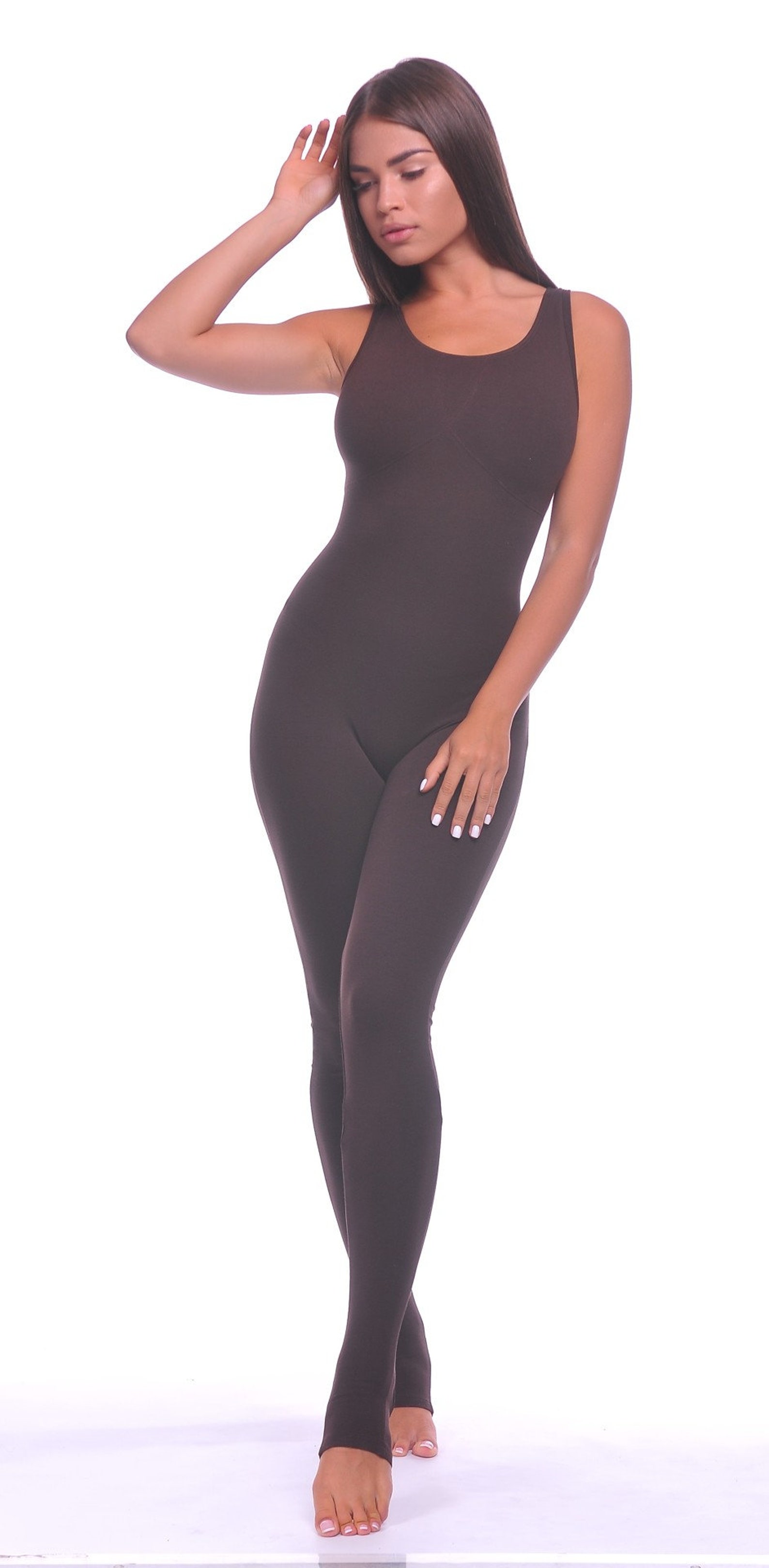 Comfy organic cotton bodysuit with open back for yoga Etsy