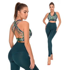 Sports set of top and leggings, Sport bra for yoga, tight leggings for pilates, gymnastics, pole dance, workout bodysuit ,gift for women
