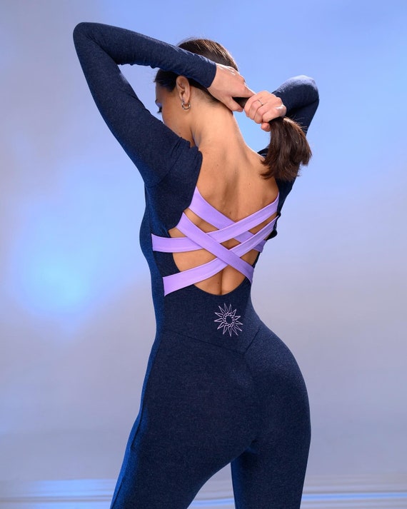 Long Sleeve Organic Cotton Bodysuit for Yoga, Pilates, Pole Dance