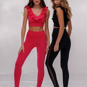 Sports set of top and leggings, Sport bra for yoga, tight leggings for pilates, gymnastics, pole dance, workout bodysuit, gift for women