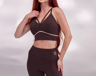 Ensemble de sport haut et leggings Soutien-gorge de sport pour yoga, leggings moulants pour pilates, gymnastique, pole dance, cadeau de body d'entraînement pour aérographe