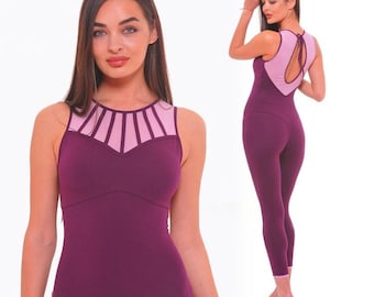 Pink  cotton bodysuit for yoga, aerial costume Catsuit for dancing Jumpsuit for Women, yoga unitard gifts for women