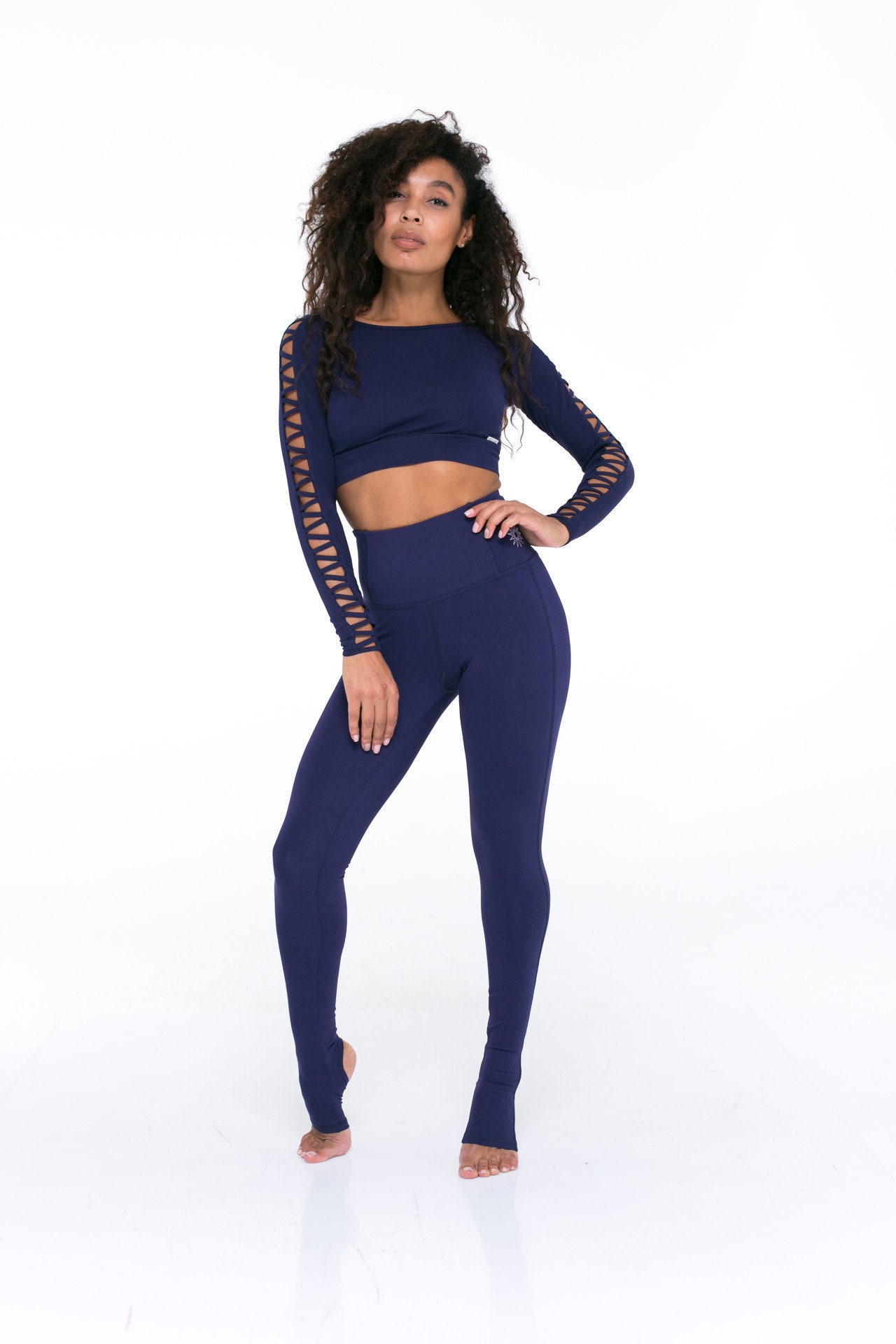 Dark Blue Organic Cotton Leggings for Yoga Pilates Aerial Etsy UK