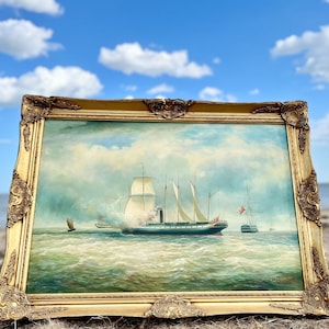 Stunning Original Nautical Themed Vintage Oil Paining by well-known Swiss artist Albert Hess