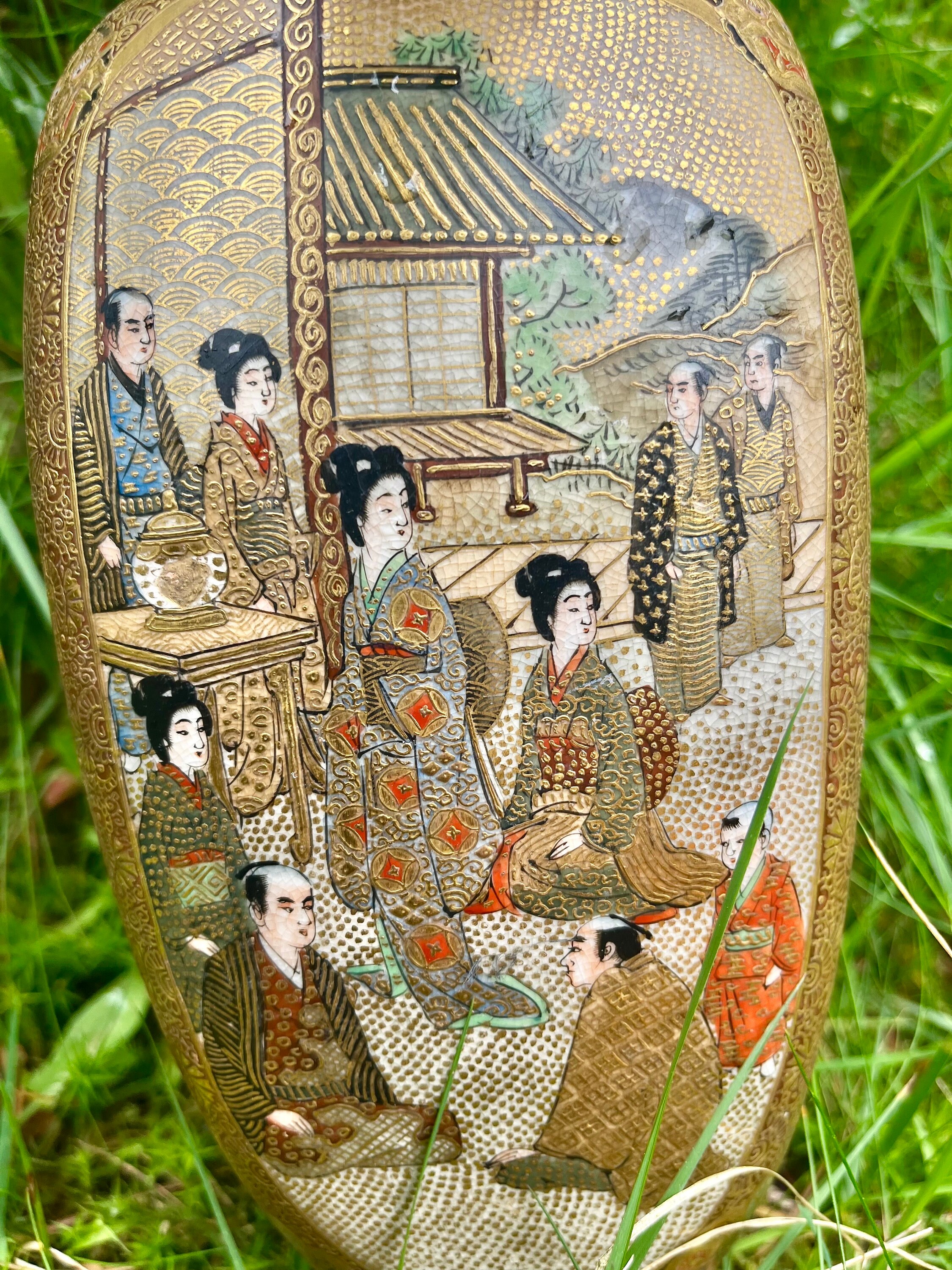 19世紀の見事な大きな薩摩焼の花瓶 - Etsy 日本