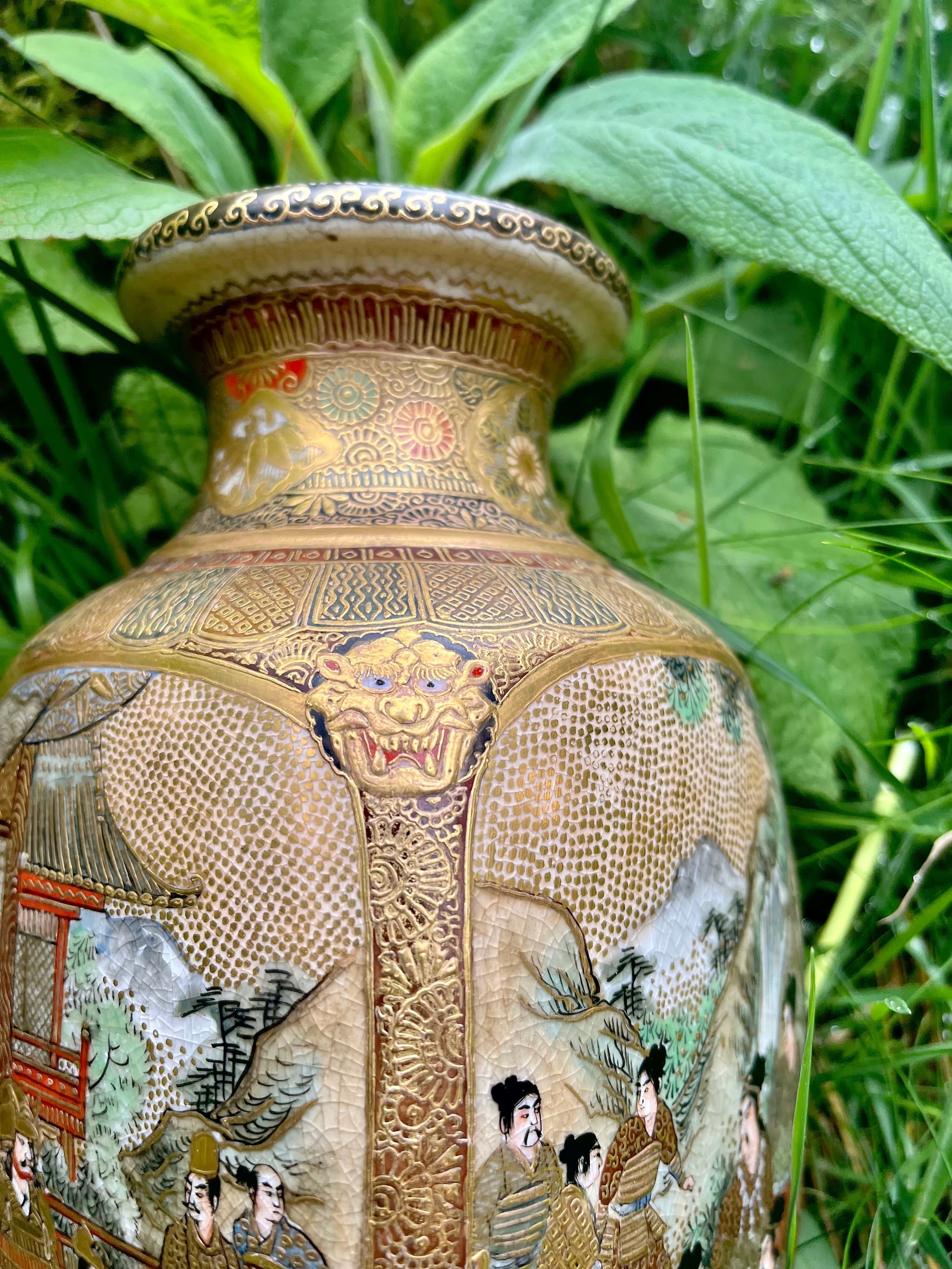 19世紀の見事な大きな薩摩焼の花瓶 - Etsy 日本