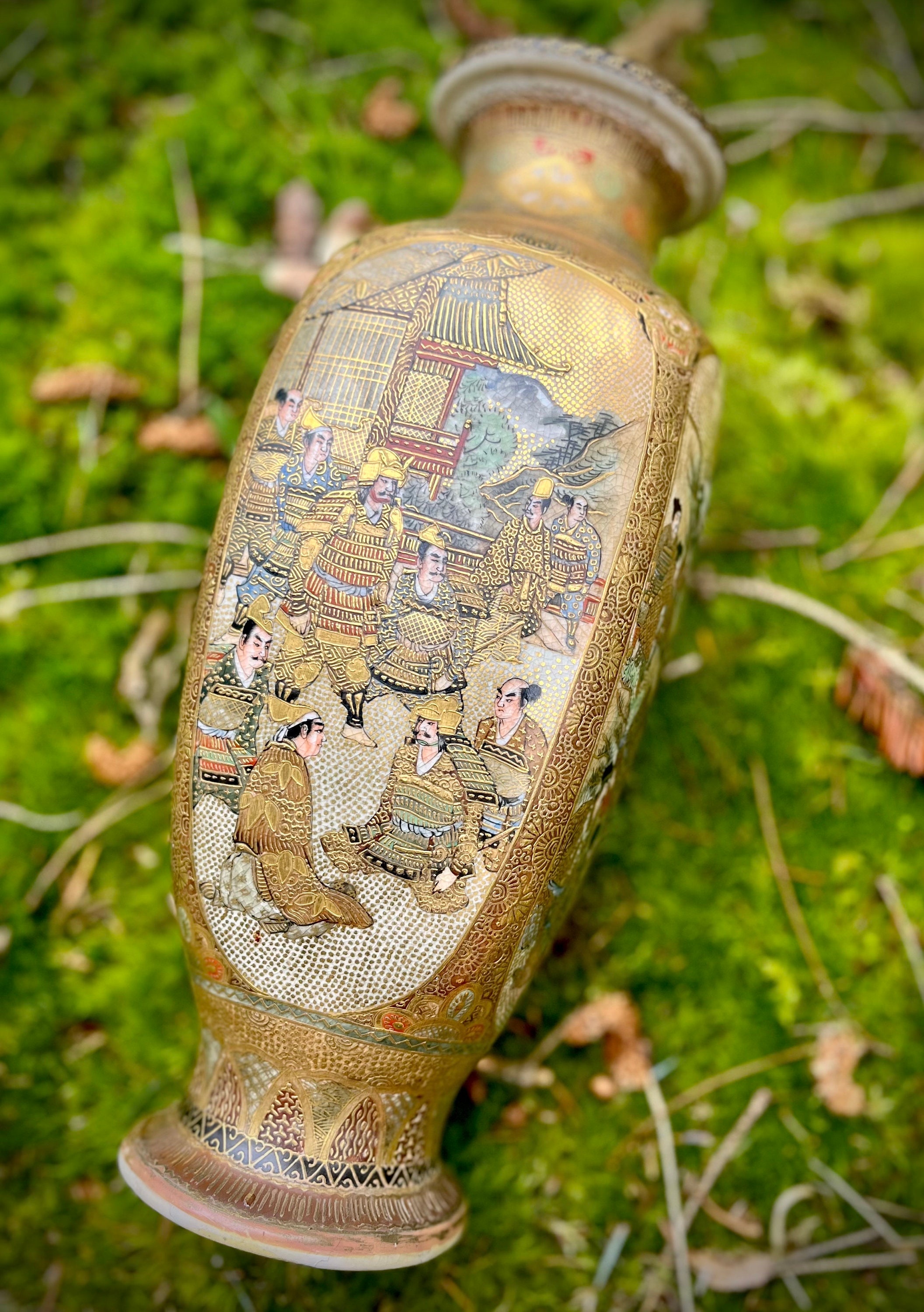 19世紀の見事な大きな薩摩焼の花瓶 - Etsy 日本