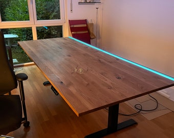 Elegant Automatic Up-Down Desk with LED Mood Light. Content Creator desk. Large 180 x 80