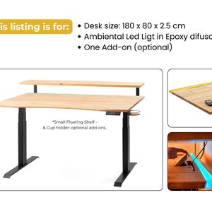 Elegant Automatic Up-down Desk With LED Mood Light. Content Creator ...