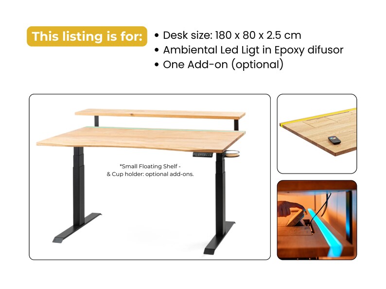 Elegant Automatic Up-down Desk With LED Mood Light. Content Creator ...
