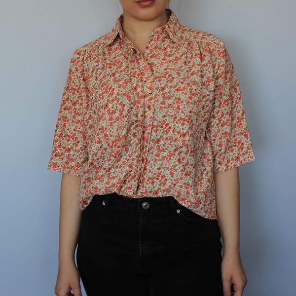 Vintage 80er 90er Retro Shirt Blumenmuster