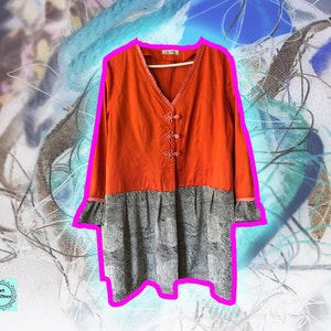 Chaqueta FALL reciclada / Chaqueta de fiesta Duster, artística hecha a mano, seda cruda china y algodón, de la L a xl