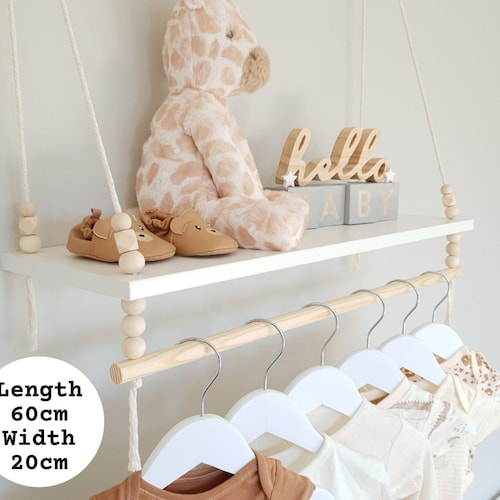 2 Tier Nursery Shelf With Clothes Rail Swing Shelf Shelves Etsy UK