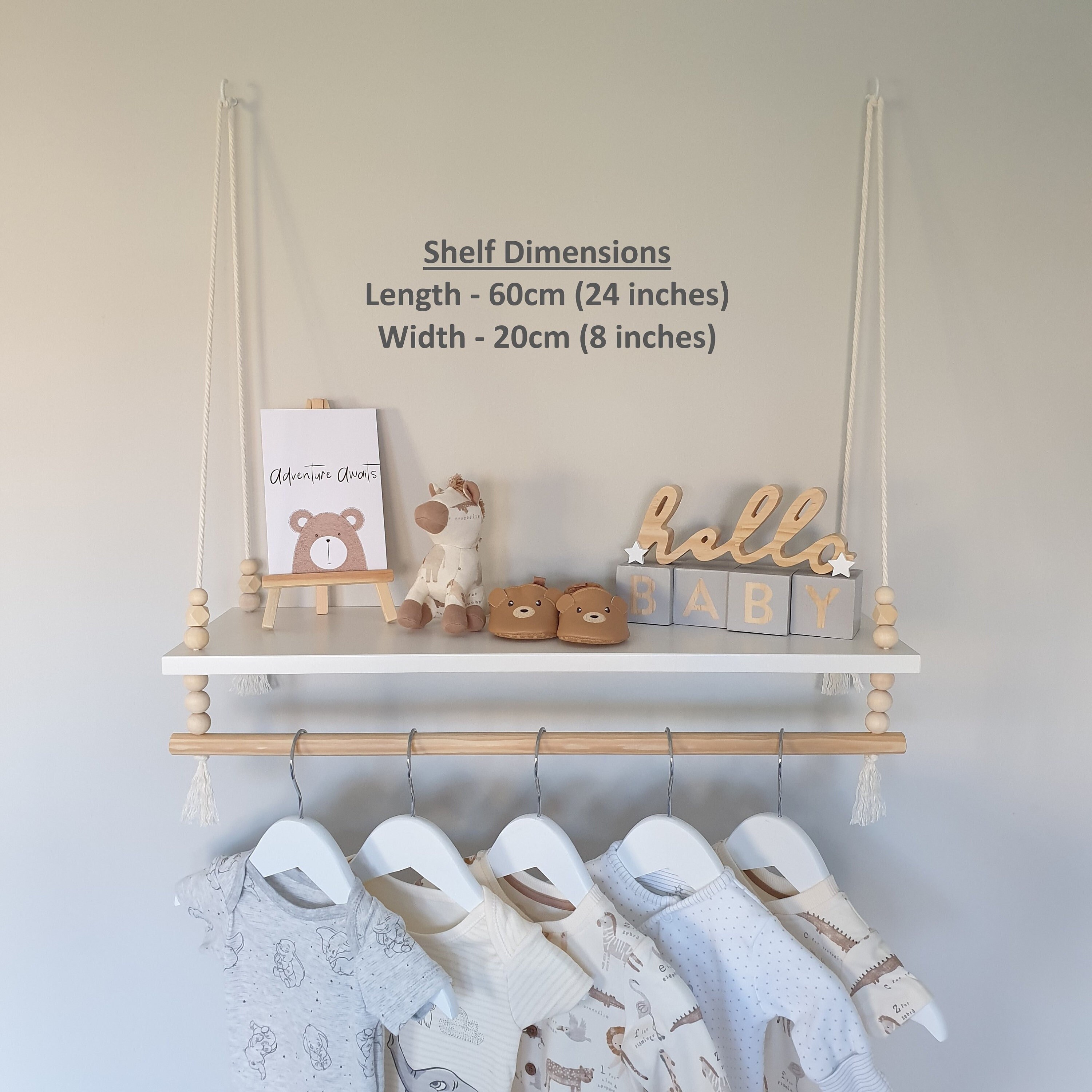 Nursery Shelf With Clothes Rail White Shelf With Rail Etsy UK