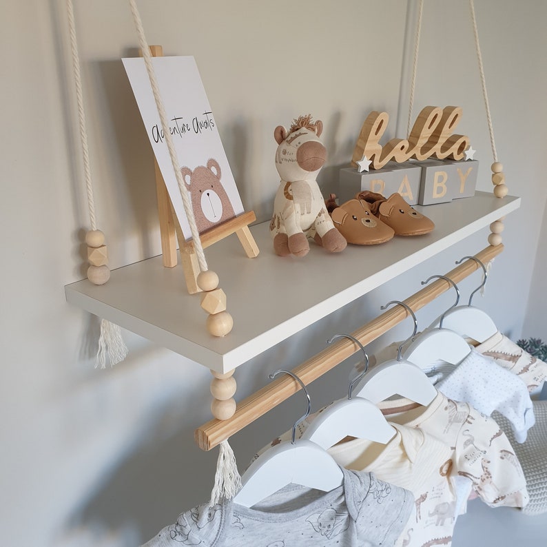 Nursery Shelf With Clothes Rail White Shelf With Rail Etsy UK