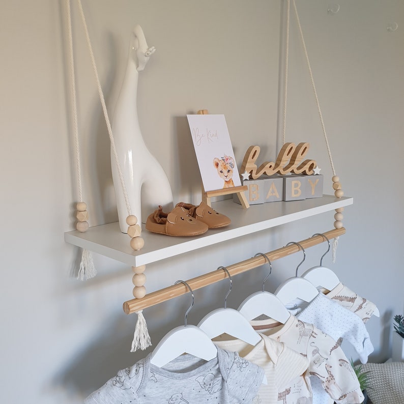 Nursery Shelf With Clothes Rail White Shelf With Rail Etsy UK